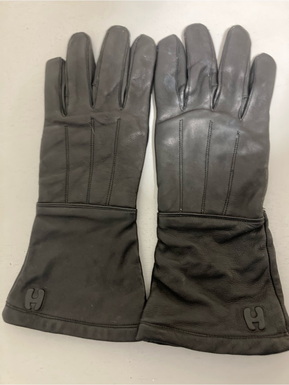 Leather Heated Motorcycle Gauntlet Gloves.